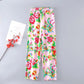 S-XXXXL Women's Spring Wide Leg Pants Summer Plus Size Printed Long Pants Autumn Elastic Waist Loose Trousers