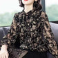 s-6XL Women's Chiffon Shirt Spring and Summer Printing Large Size Blouse Loose Slim Casual Bottoming Shirt Top