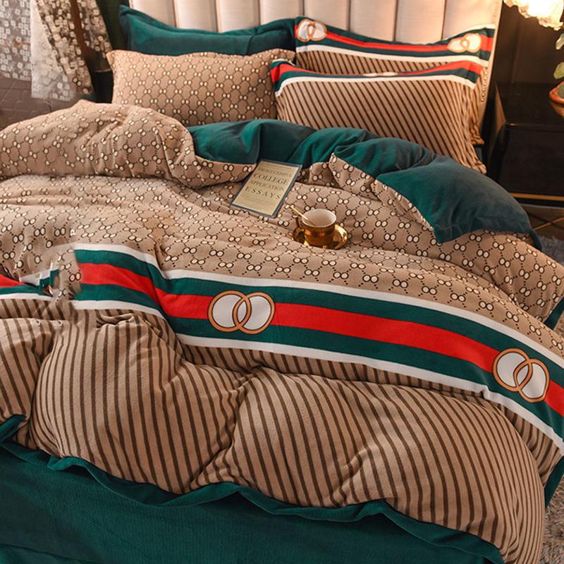 Winter Milk Velvet Four-piece Coral Velvet Thick Duvet Cover Double-sided Flannel Bedding