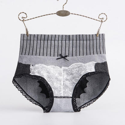 5Pcs/Set Women's Breathable Skin-friendly Lace Panties Soft Seamless Underpants Elastic High-waist Comfortable Cotton Crotch Briefs