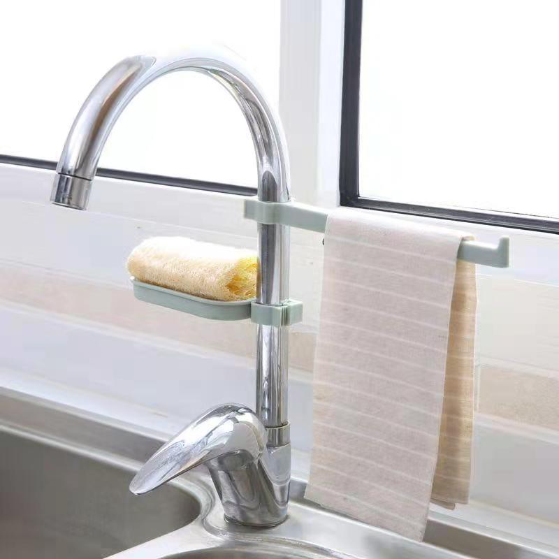 Sink Hanging Storage Rack Sponge Storage Holder Bathroom Kitchen Faucet Clip Dish Cloth Clip Drain Shelf Faucet Rack