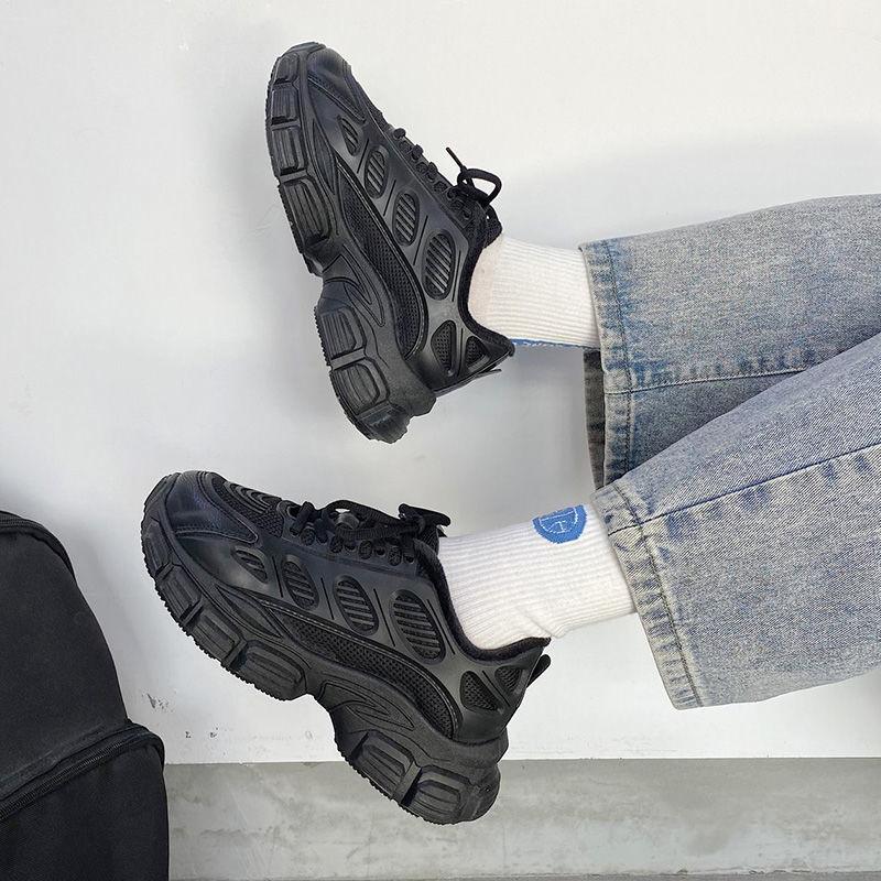 Daddy Shoes Women All-match Spring Sports Shoes Women Casual Comfortable Thick-soled Black Shoes Women