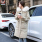 Women's Mid-length Down Jacket Wild Loose Thick Fluffy Big Fur Collar Hooded White Duck Down Jacket Warm Winter Thick Coat