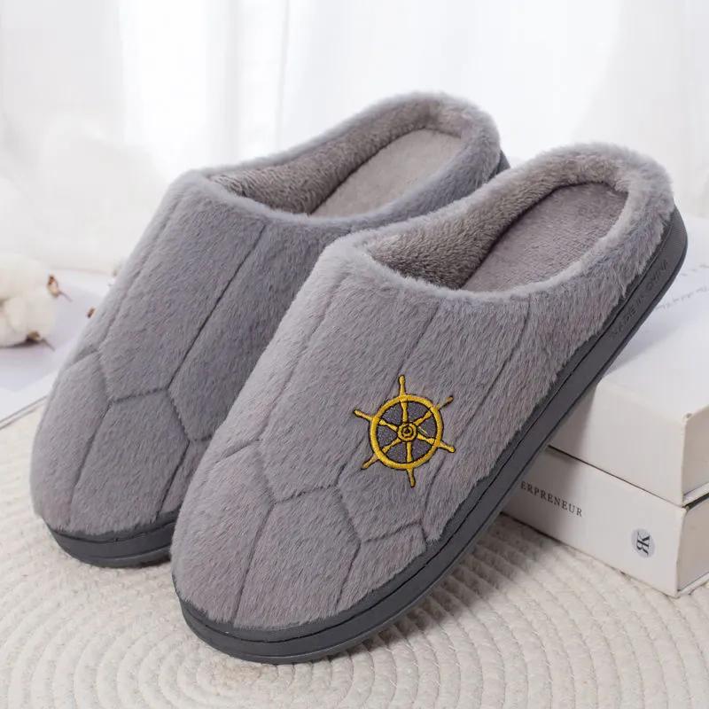 Winter Warm Cotton Slippers Women Men Home Shoes Simple Non-slip Indoor Slides Corduroy Couple Slipper Female Shoes