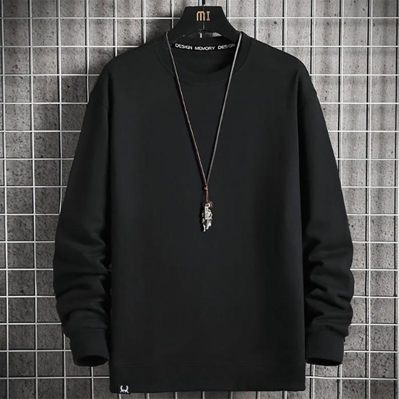 Round Neck Sweater Men's Autumn Lamb Cashmere Plus Velvet Thick Men's Solid Color All-match Sweatshirts