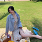Floral Pearl Sling Dress Summer Mid-length Split Sweet First Love Dress