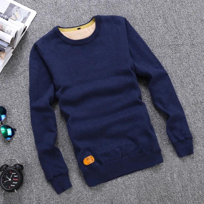 Winter Men's Plush Thick Sweater Korean Slim Thick Warm Sweater V-neck Slim All-match Clothes