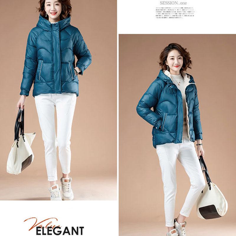 Short Shiny Down Padded Coat Women Autumn/winter Padded Women Korean Loose Hooded Bread Jacket