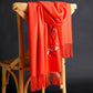 Pure Color Imitation Cashmere Embroidered Scarf Mid-length Ladies Ethnic Style Tassel Shawl Warm Scarf Soft Fabric Women's Shawl