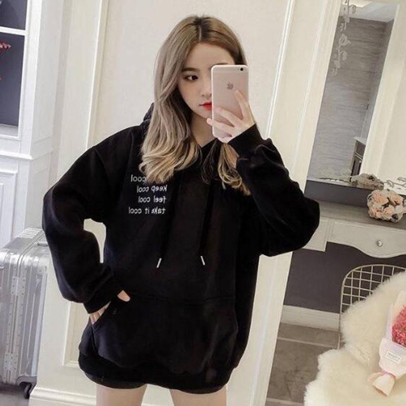 Hood Top Autumn Winter Sweatshirt Cotton Women's Sweatshirt Wild Large Size Long Sleeve Warm