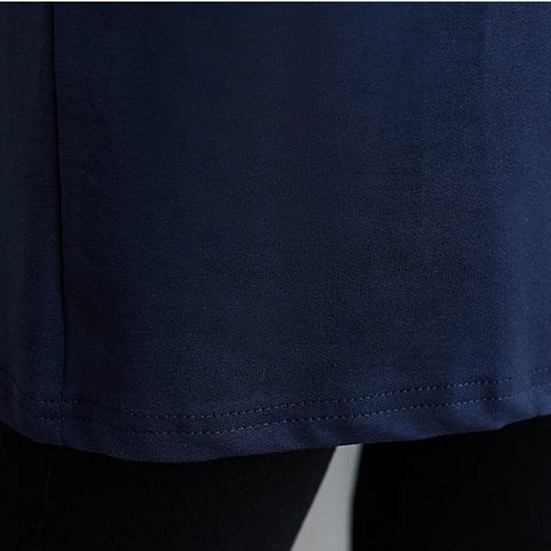 Fashion Women Long Sleeve Embroidered Solid Polyester T-Shirt Autumn  Femininas Basic Tops Loose Chemise Tunic Pullover
