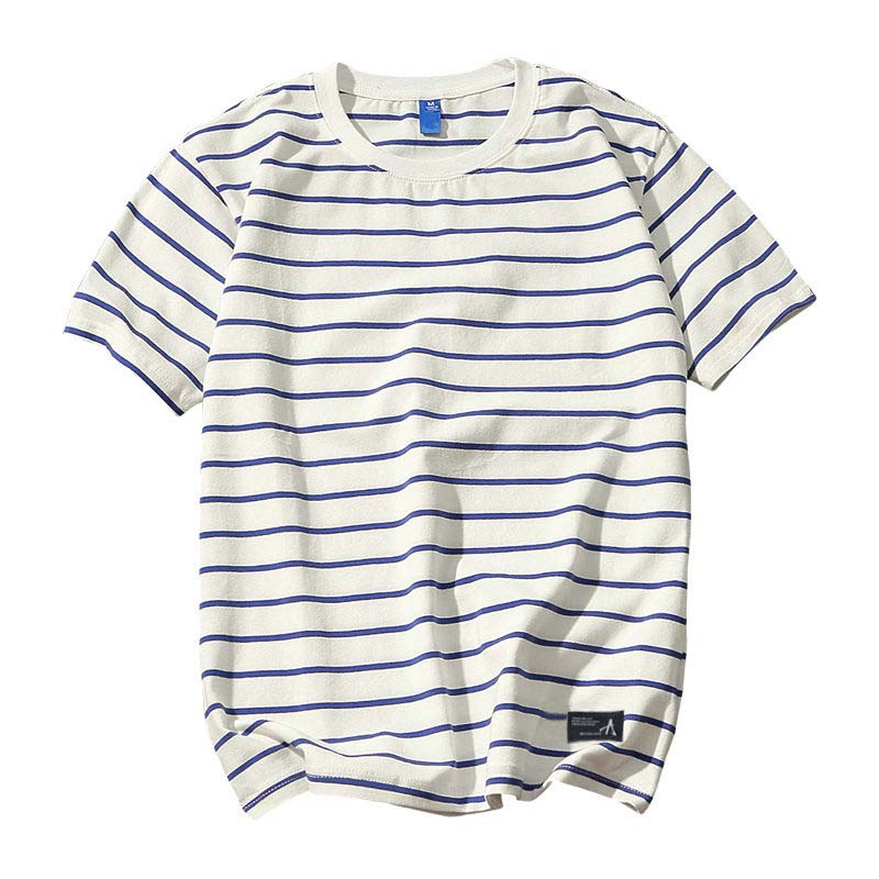 Summer Fashion Brand Men's Striped Short-sleeved T-shirt Thin Loose Cotton Half-sleeved T-shirt for Boys