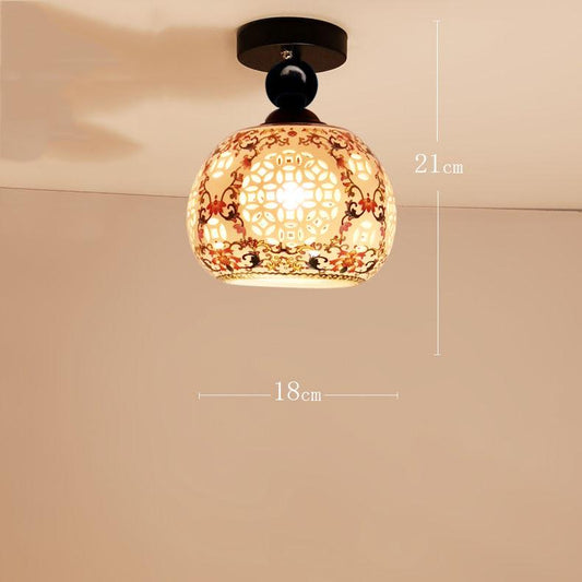 Chinese Chandelier Balcony Lantern Chandelier Creative Restaurant Chafing Dish Shop Ceramic Lamp