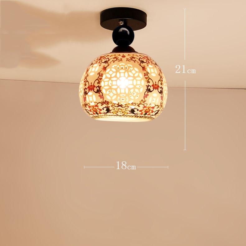 Chinese Chandelier Balcony Lantern Chandelier Creative Restaurant Chafing Dish Shop Ceramic Lamp