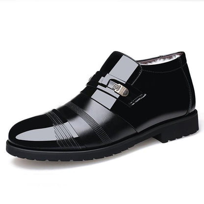 Cotton Shoes Men's Winter Warm and Velvet High-top Leather Shoes Business Casual Cotton Shoes Middle-aged and Elderly Leather Shoes