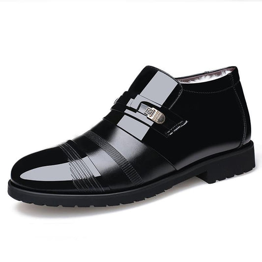Cotton Shoes Men's Winter Warm and Velvet High-top Leather Shoes Business Casual Cotton Shoes Middle-aged and Elderly Leather Shoes