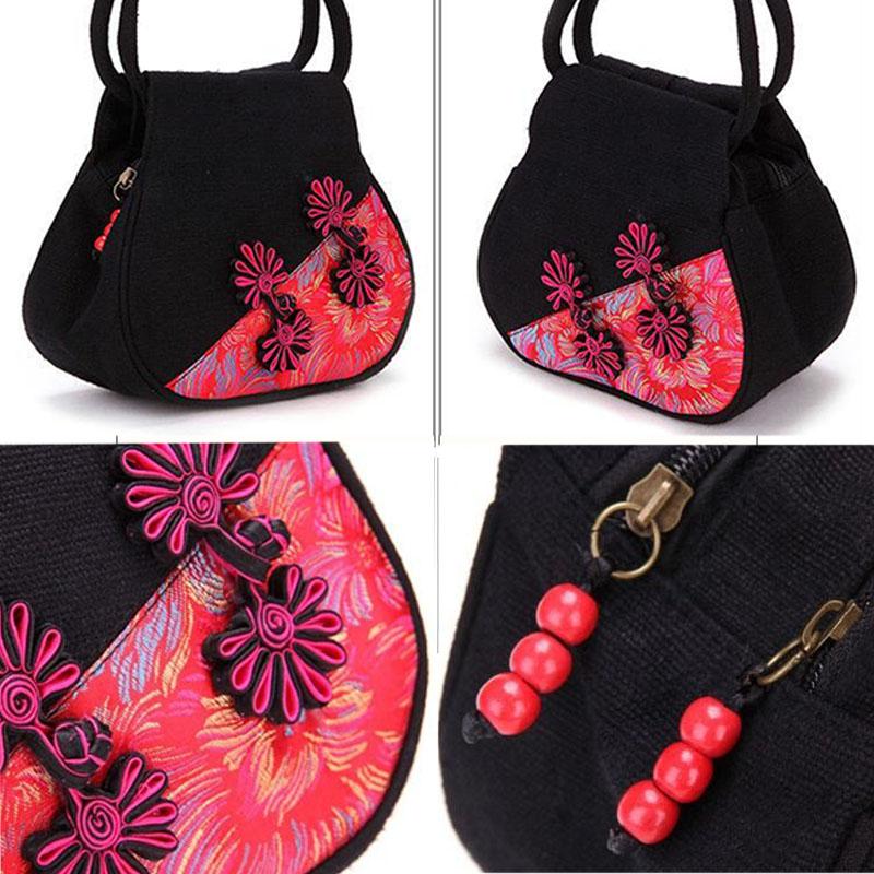 Ethnic Style Women Printing Handbag Messenger Dual Purpose Exquisite High Quality Elegant Stitching Color Cotton and Linen
