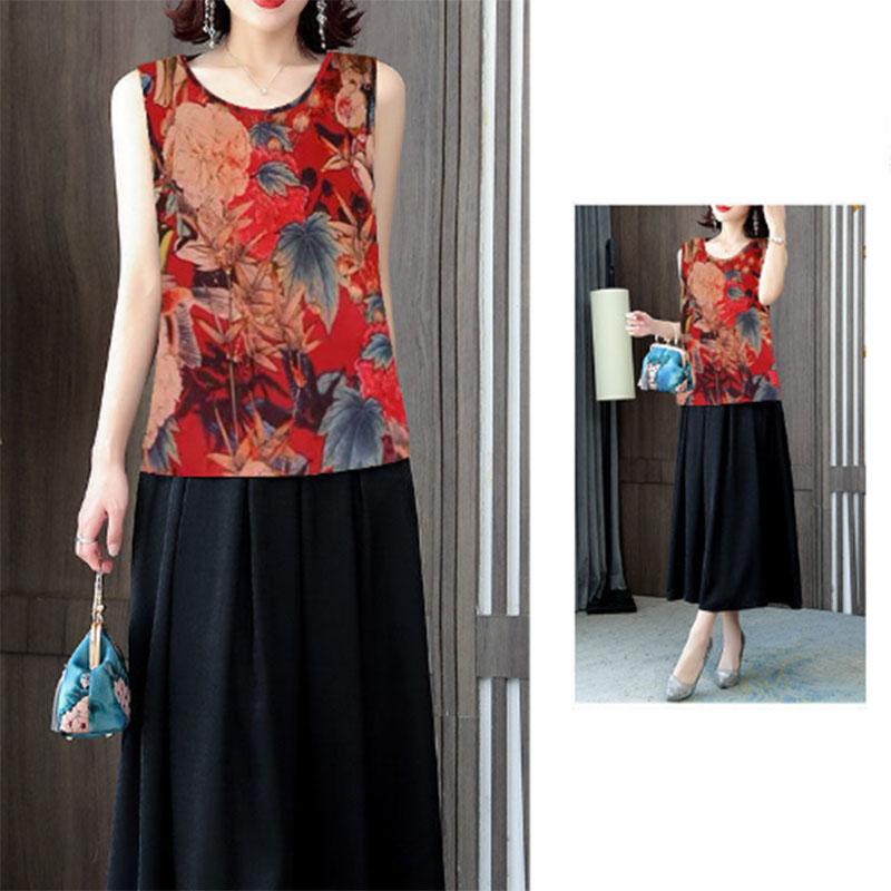 Summer Thin Vest Women's Age-reducing Mother Wear Suspenders Cool Fashion All-match Top Shirt