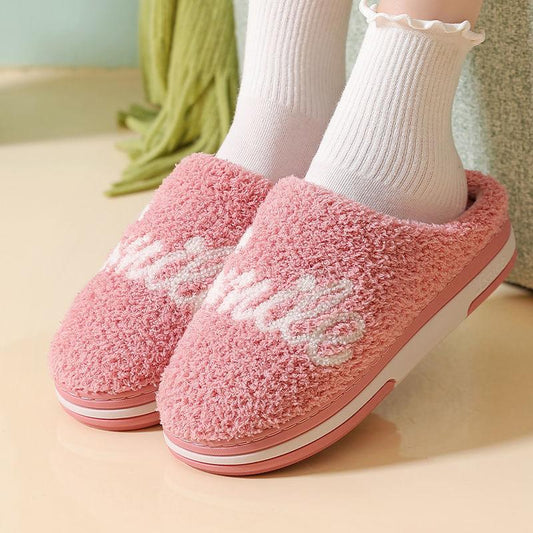Autumn and Winter Pure Cotton Slippers Indoor Non-slip Soft-soled Shoes Warm Simple Plush Cotton Shoes