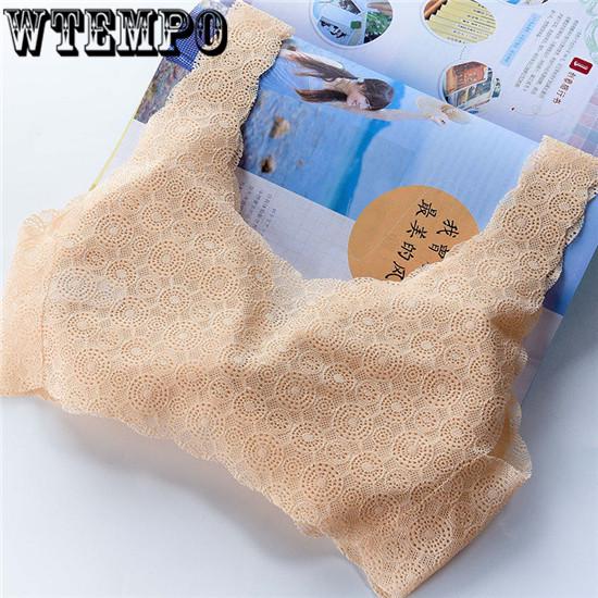 Sexy Lace Steel Ring Gathered Bra Sleep Sports Vest Small Chest Underwear Female Bra Breathable