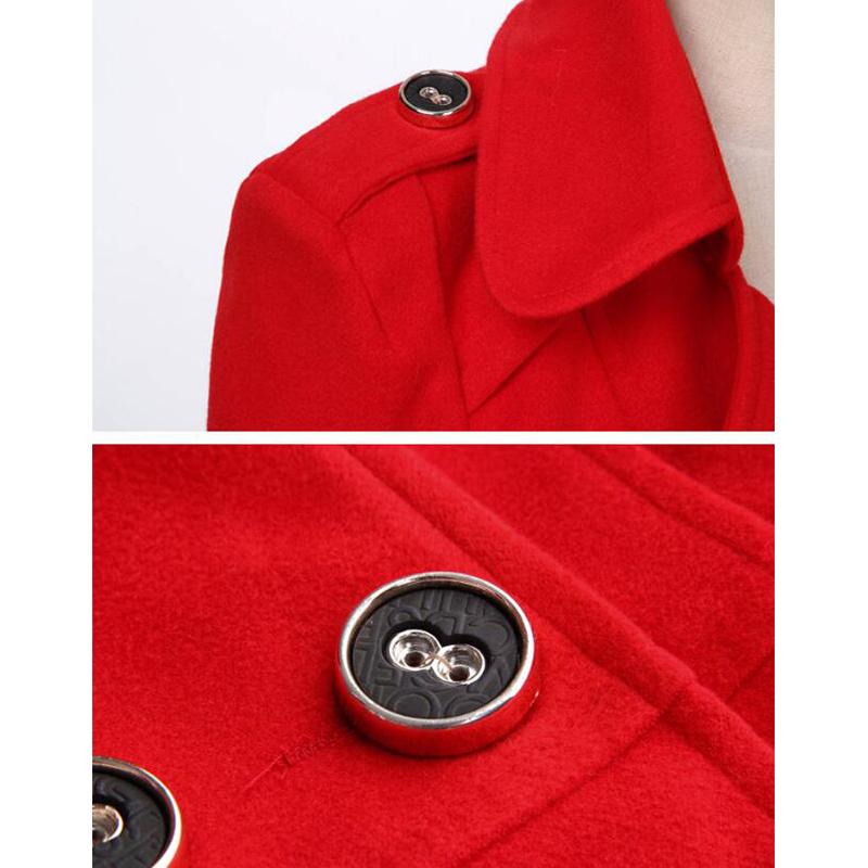 Winter Woolen Coat Women Double Breasted Overcoat Turn-down Collar Slim Outerwear Female Trench Coat