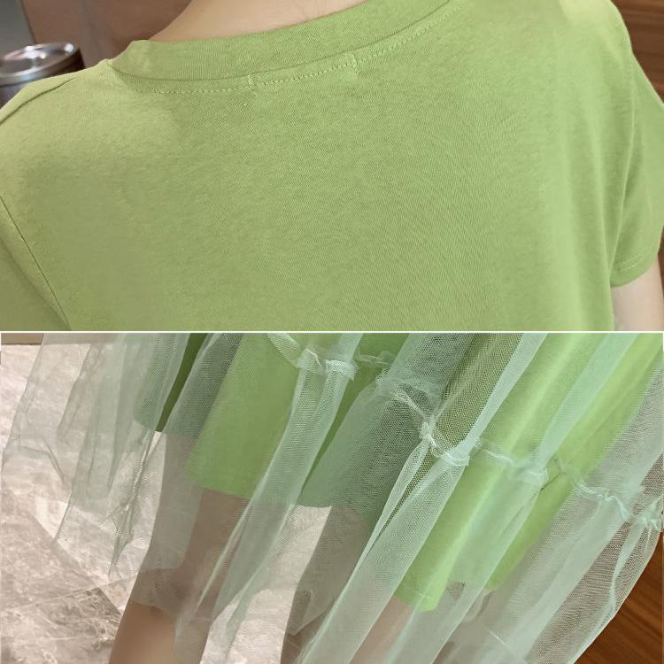M-XXXL Girly Veil Women's Summer Dress Short Sleeve Round Neck Printing Knee-length Daily Wear Office Dating Party