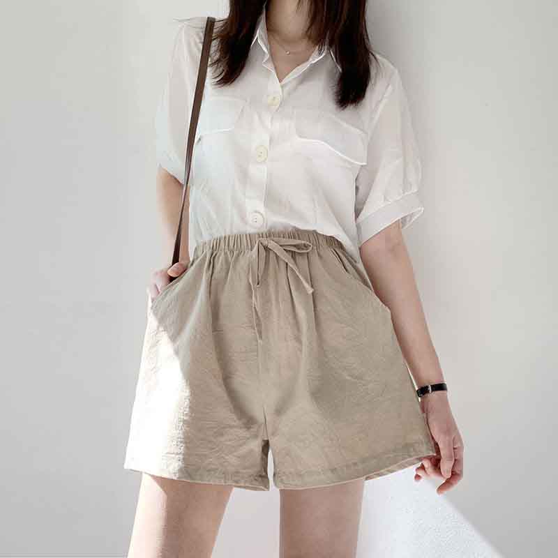 Sports Cotton and Linen Shorts Women's Summer High Waist Loose All-match Wide-leg Three-point Pants Outer Wear Casual Pants