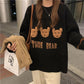 Autumn Winter  Women Fashion Bear  Sweater Casual Knitting Sweater  Round Neck Pullovers Loose Casual Long Sleeve Sweater