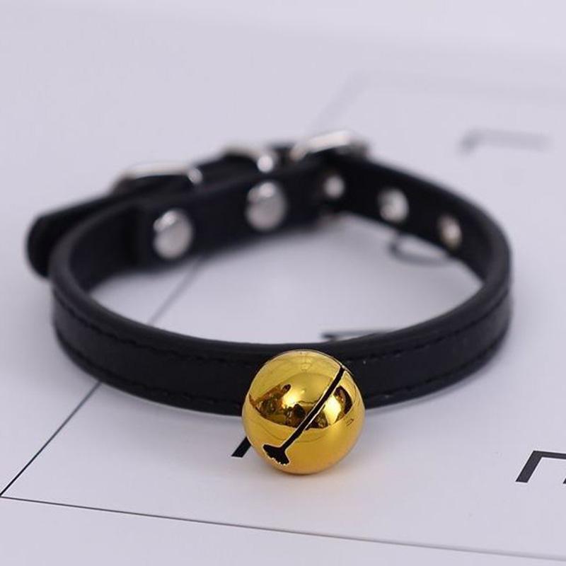 Pet Dog Bell Collar Cat Collar Classic PU Leather Solid Bell Necklace Accessories Small Dog Teddy Puppy Kitten Collar Adjustable Size Collar Neckwear