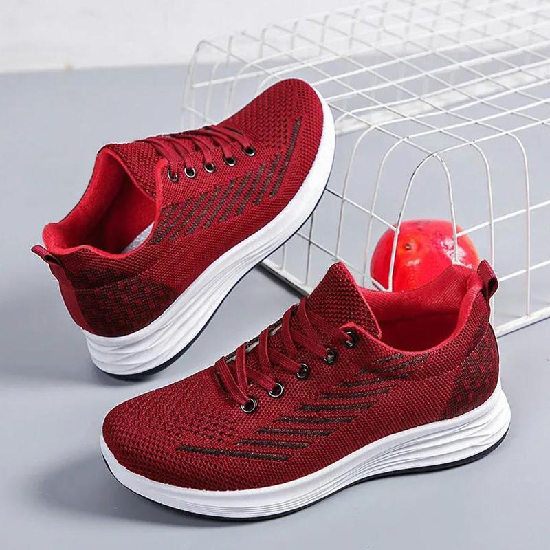 Spring and Autumn Breathable Casual Women's Shoes Comfortable Soft-soled Sports Shoes Middle-aged Flying Woven Summer Mesh Shoes