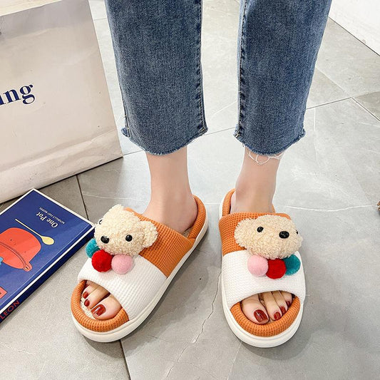 Four Seasons Linen Slippers Thick Bottom Non-slip Home Casual Cotton Linen Floor Slippers
