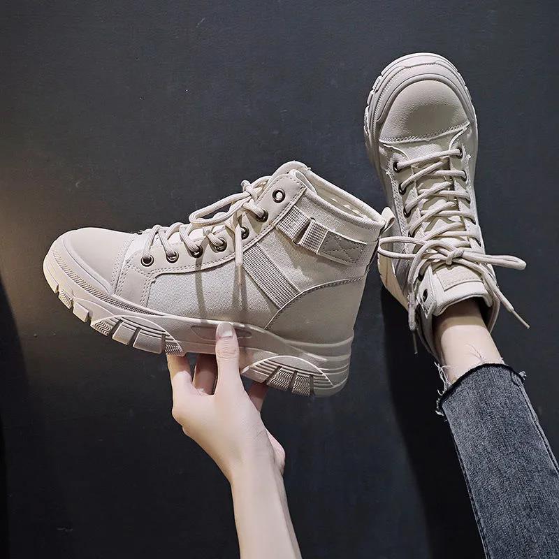 Women's Casual Martin Boots Women's Autumn British Style Short Boots Trendy Women's High-top Canvas Shoes