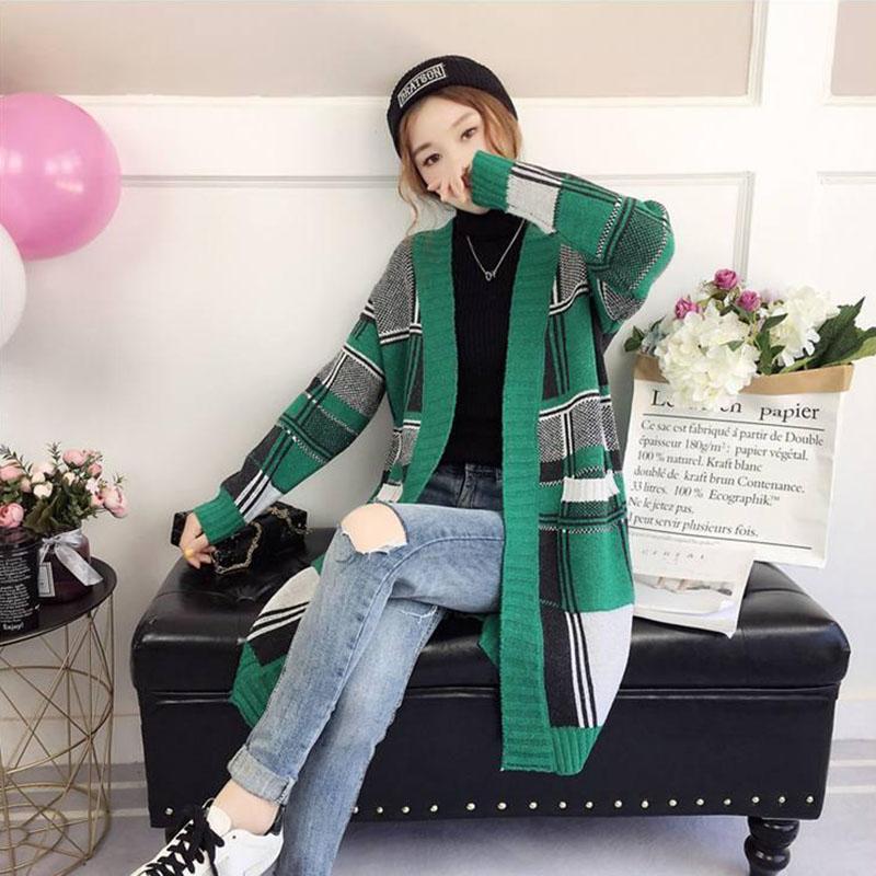 Autumn and Winter Sweater Loose Knit Mid-length Coat Fashion Simple Female Top