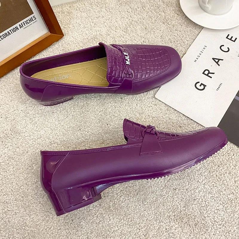 Women's Rain Boots Shallow Mouth Waterproof Low-top Short Tube Spring and Autumn Outer Wear Kitchen Non-slip Wear-resistant Soft-soled Work Shoes