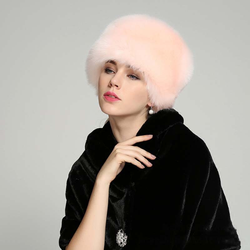 Faux Fur Imitation Fox Fur Dome Hat Fur Russian Hat Ladies Warm Winter Hat