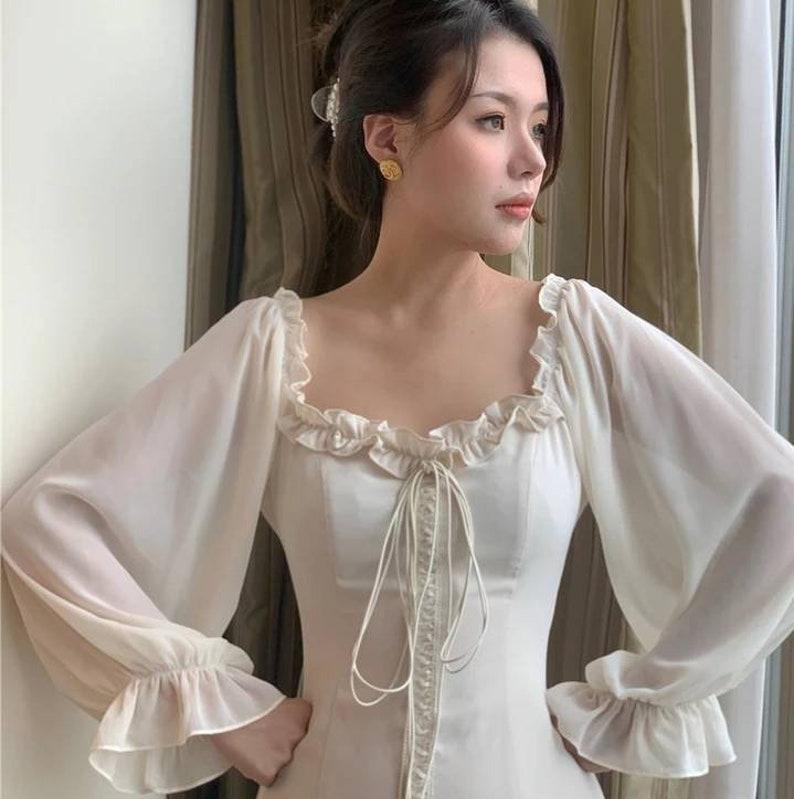 Spring and Autumn European and American Style Ladies Dress Palace Retro Slim Slim Dress Long Sleeve Temperament Skirt