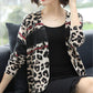 Women's Printed Wool Cardigan Thin Knitted Leopard Cardigan All-match Short  V-neck Knit Jacket Outwear