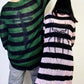 Punk Gothic Long Sweater Dress Plus Size Hollow Out Hole Destroy Pullover Jumper New Oversized Hip Hop Harajuku Striped Sweaters Hip Hop Streetwear