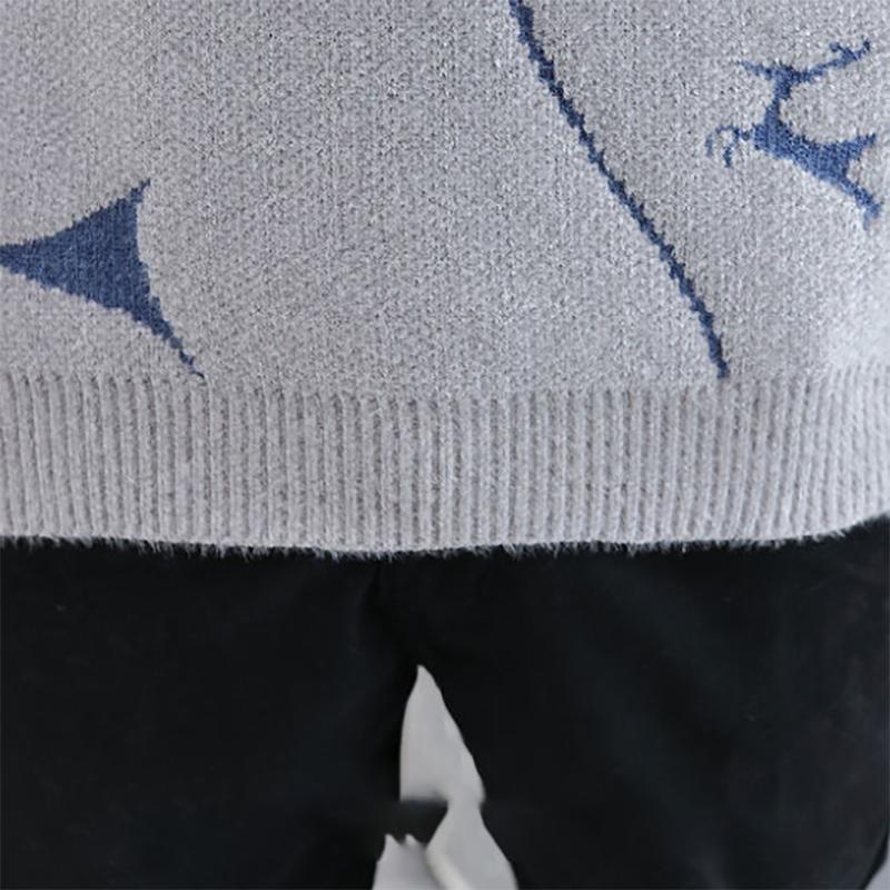 Autumn and Winter Men's Sweatshirts Thickened Warm Sweater Mink Velvet Half High Neck Men's Knitted Sweaters