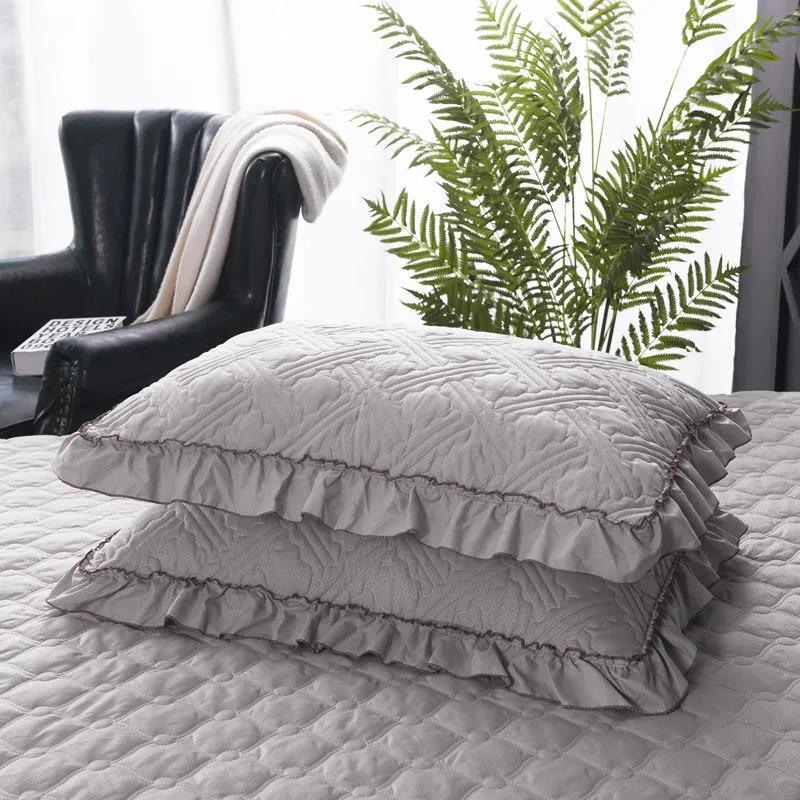Pure Cotton Solid Color Pillowcases A Pair of Ruffled Quilted Pillowcases Antibacterial Pillowcases (without Pillows)