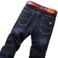 Winter Men's Warm Jeans Fleece Black Blue Jeans Business Casual Warm Thick Stretch Denim Trousers Men's Brand Pants