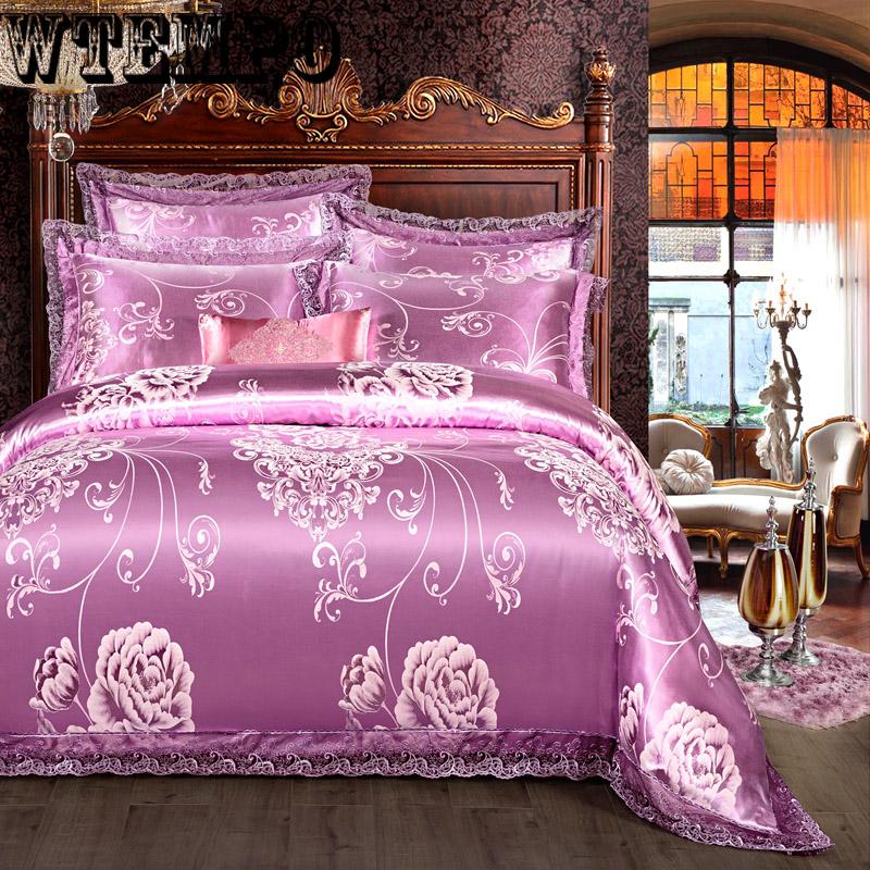 Four-piece cotton lace quilt cover sheets home bedroom bedding set European jacquard cotton