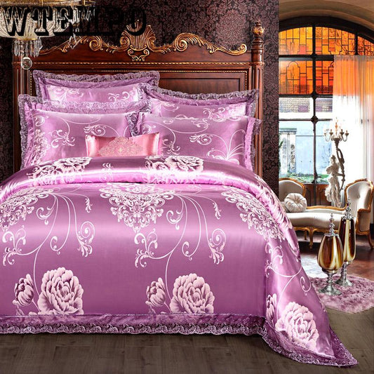 Four-piece cotton lace quilt cover sheets home bedroom bedding set European jacquard cotton