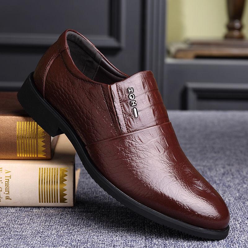 British Men's  Leather Pointed Toe Men Dress Shoes Business Wedding Oxfords Formal Shoes For Male