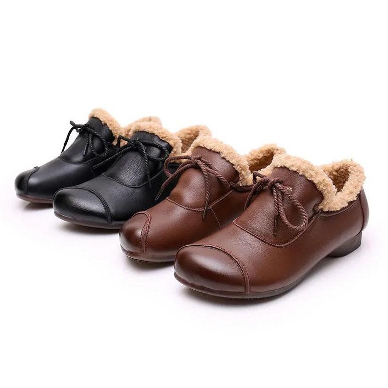 Women's Winter Soft Warm Shoes Female Large Size Non Slip Solid Color Flat Heel Cotton Shoes