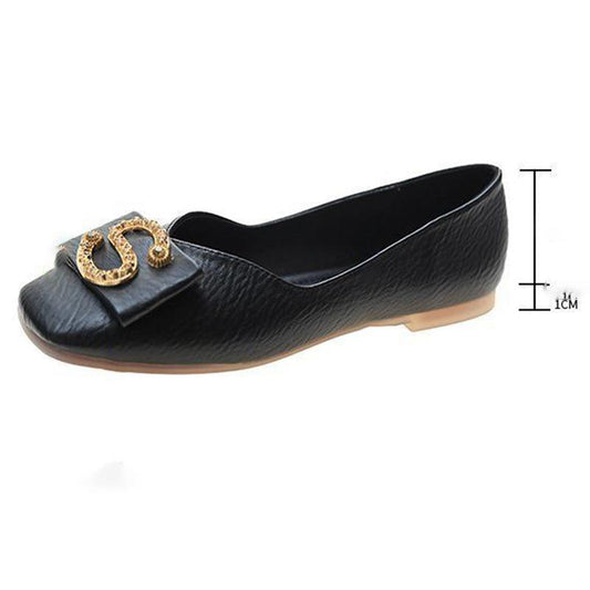 Retro British Style Square-toed Ladies Flat Shoes Non-slip Lightweight Soft Leather Non-grinding Feet Working Women Can Wear Casual Shoes