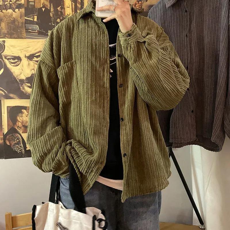 Retro Corduroy Long-sleeved Shirt Loose Shirt Spring and Autumn Trend All-match Student Jacket Male