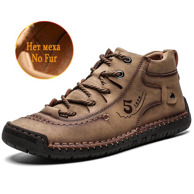 Men Ankle Boots Comfortable Thick Warm Men Snow Boots Leather Autumn Outdoor Man Motorcycle Footwear