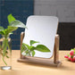 Ladies Rotatable Wooden Mirror Desktop Creative Portable Makeup Mirror HD Thin and Light Travel Out Household Essentials