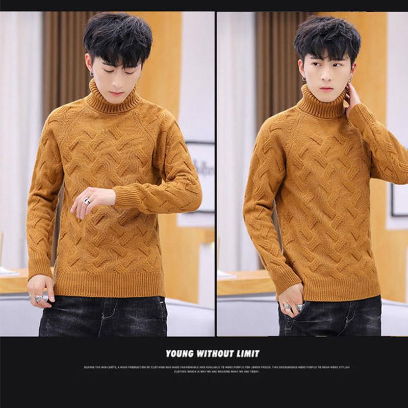 Autumn and Winter Men's Slim Turtleneck Sweater Thickening Trend Youth Sweater